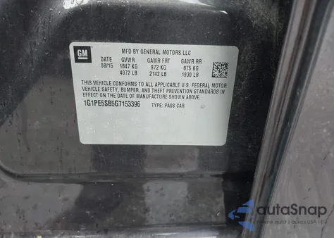 2016 Chevrolet Cruze Limited 1Lt Auto z USA, uszkodzony, nr VIN 1G1PE5SB5G7153396